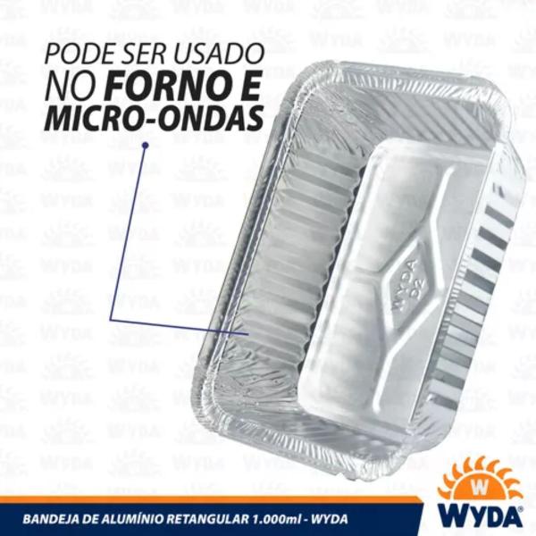 Imagem de Bandeja Marmita Aluminio Descartável D-2 1000ml Wyda C/100