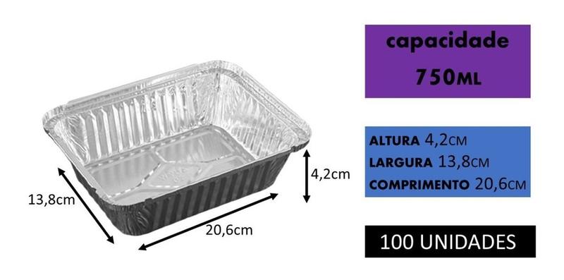 Imagem de Bandeja Marmita Aluminio Descartável D-7 750ml Wyda C/100