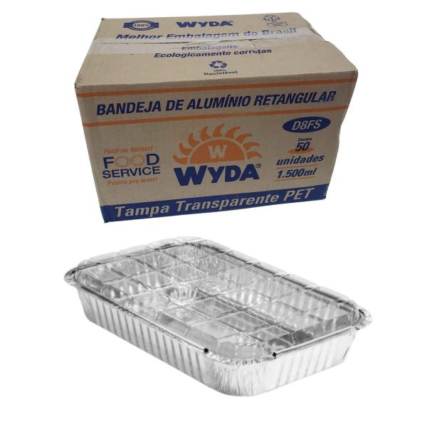 Imagem de Bandeja Marmita Tampa Pet Alumínio 1.500ml D-8 Fs Wyda C/50