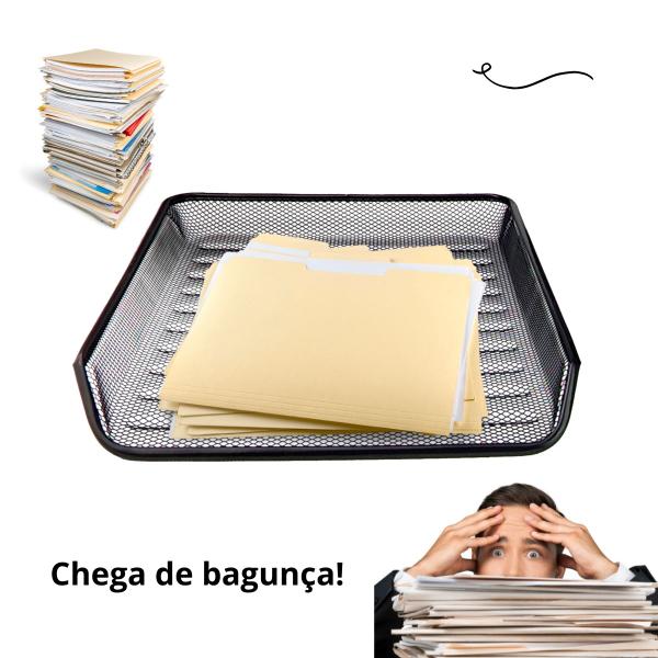 Imagem de Bandeja organizadora multiuso de mesa de escritório preta