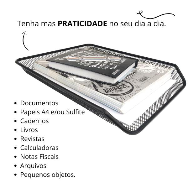 Imagem de Bandeja organizadora multiuso de mesa de escritório preta