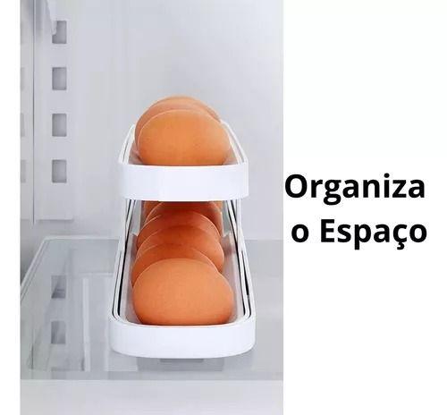 Imagem de Bandeja Ovos Geladeira Suporte Rolante Organizadora Ate 14 Unidades