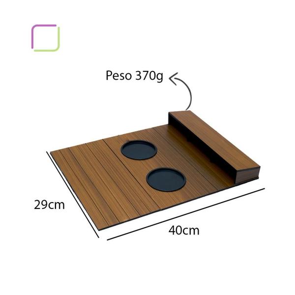 Imagem de Bandeja para Sofá Porta Copos E Controle MDf