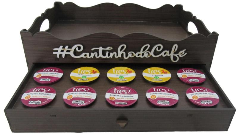 Bandeja Porta Cápsulas Três Corações Amadeirada Cantinho Do Café - Shopping Do Mdf Imagem de Bandeja Porta Cápsulas Três Corações Amadeirada Cantinho Do Café