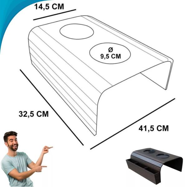 Imagem de Bandeja Porta Copos E Controle Flexível Para Sofá Premium