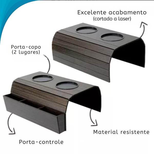 Imagem de Bandeja Porta Copos E Controle Para Sofá Com Entrega Rápida