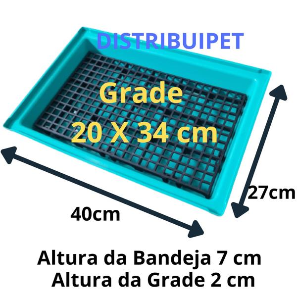 Imagem de Bandeja Sanitário Com Grade Banheiro Roedores Mini Coelho Porquinho da India Chinchila Serragem