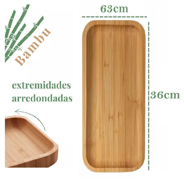 Imagem de Bandeja Tábua 36cm Petisqueira De Madeira Bambu Decor Servir