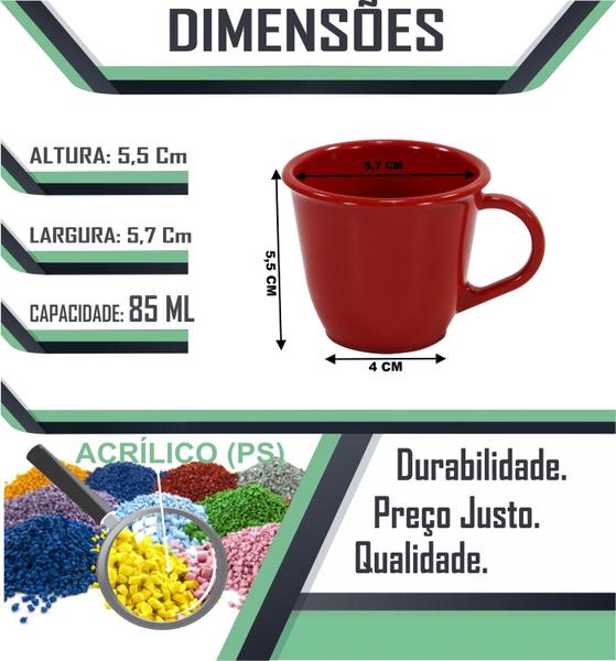 Imagem de Bandeja Verde Boas Festas 6 Xícaras Acrílicas Vermelha 85 Ml