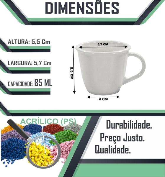 Imagem de Bandeja Verde Boas Festas Com 6 Xícaras Acrílicas Branca 85 Ml