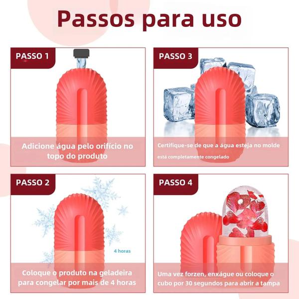 Bandejas de Gelo de Silicone para Massagem Facial - Rolo Contorno de Olhos Imagem de Bandejas de Gelo de Silicone para Massagem Facial - Rolo Contorno de Olhos