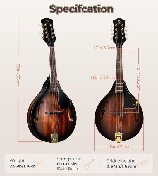 Imagem de Bandolim Vangoa A Style Acoustic Spruce Top 8 cordas marrom