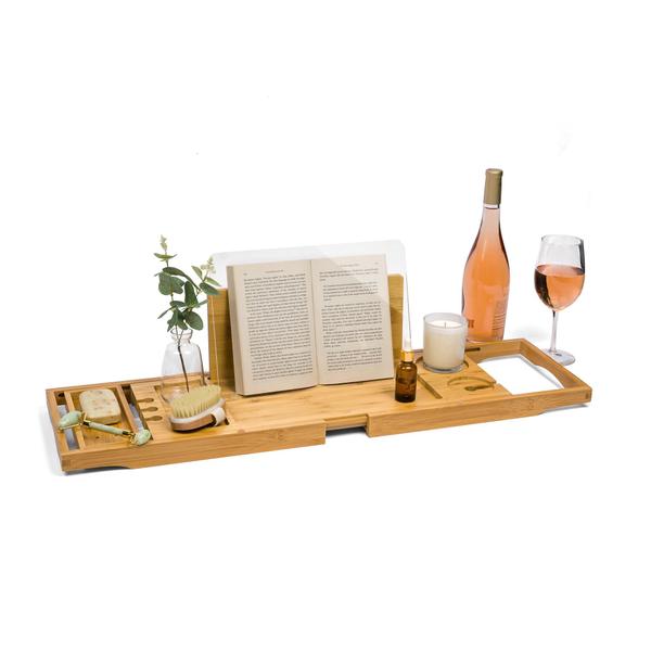 Imagem de Banheira Caddy Tray Luxe Lily Holds Book & Wine Glass