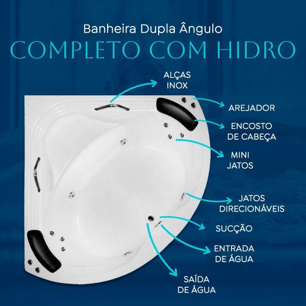 Imagem de Banheira Canto Angulo Completa Com Hidro Em Acrílico