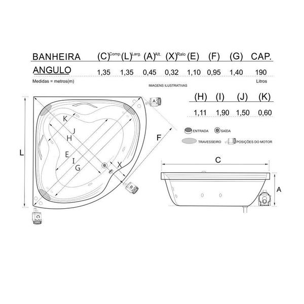 Imagem de Banheira De Canto Angulo 3 Cantos Completa Com Hidro