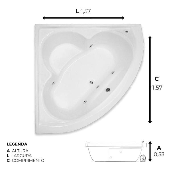 Imagem de Banheira De Canto Cantabria Dupla Com Hidro Em Acrílico