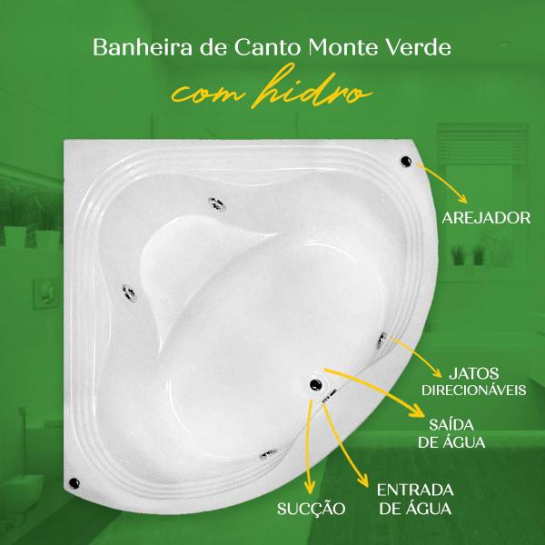 Banheira de Canto Monte Verde com hidro - Brasil Banheiras Imagem de Banheira de Canto Monte Verde com hidro