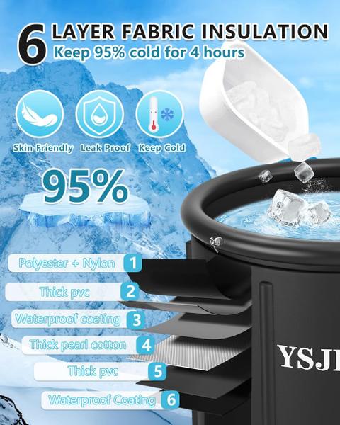 Banheira de gelo YSJILIDE portátil para atletas com tampa 320L Imagem de Banheira de gelo YSJILIDE portátil para atletas com tampa 320L