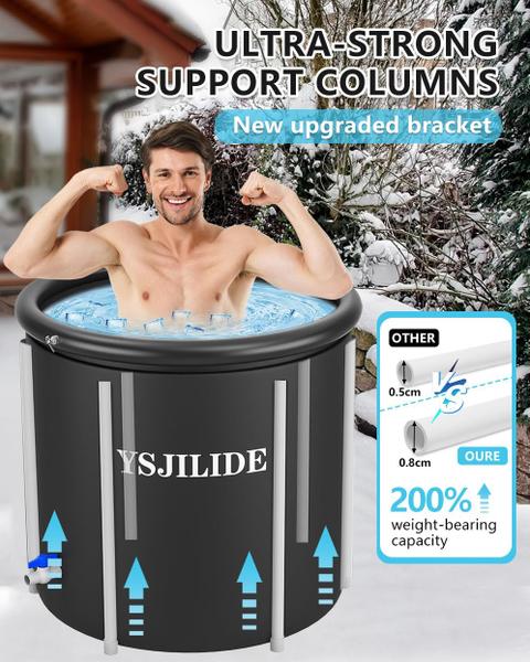 Banheira de gelo YSJILIDE portátil para atletas com tampa 320L Imagem de Banheira de gelo YSJILIDE portátil para atletas com tampa 320L