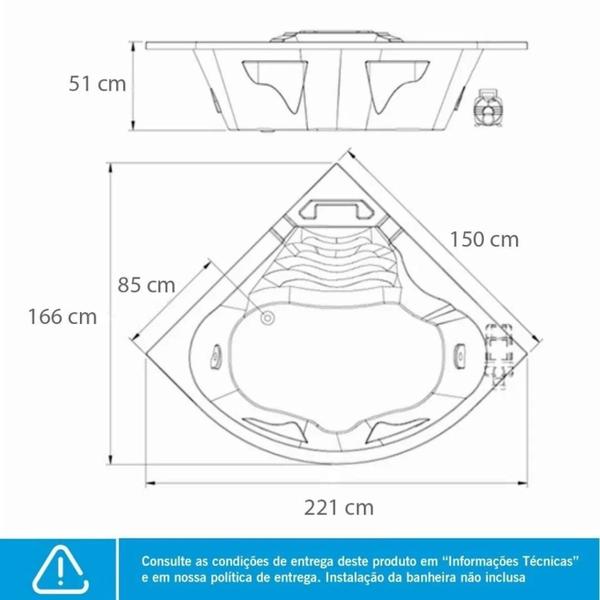 Imagem de Banheira de Hidromassagem Acapulco Gran Luxo 150x211x51cm - P6 - 110v - com Aquecedor Branco