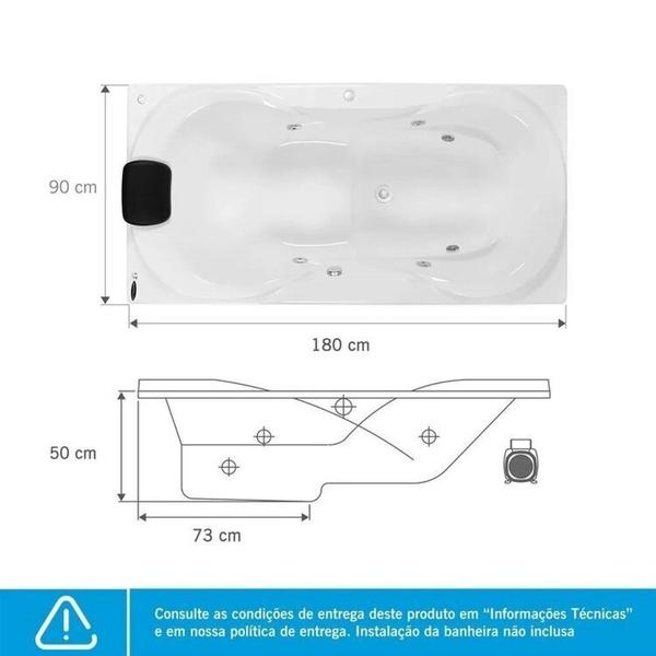 Imagem de Banheira de Hidromassagem Due Gran Luxo 180x90x50cm - P3 - 220v - com Aquecedor e Cromoterapia