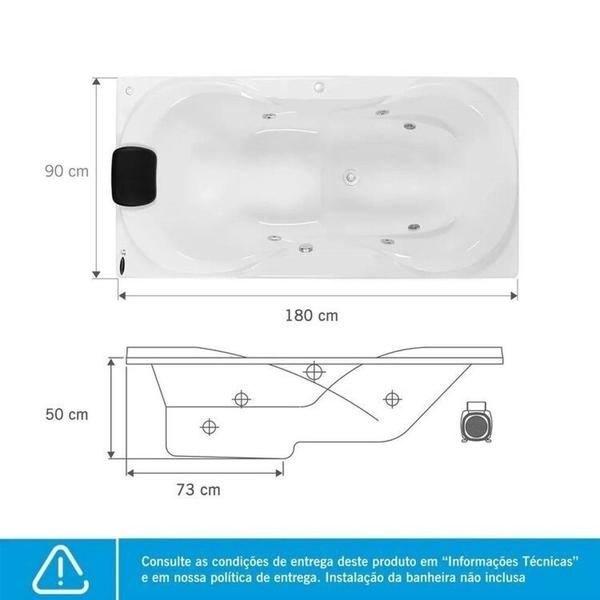 Imagem de Banheira de Hidromassagem Due Gran Luxo P1 - 110v - com Aquecedor e Cromoterapia Branco