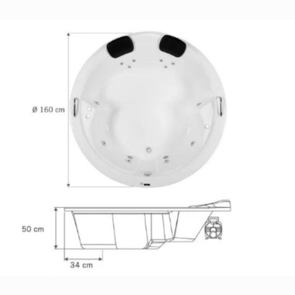 Imagem de Banheira de Hidromassagem Firenze em Gel Coat Gran Luxo 160cm - sem Aquecedor - Volume Ideal 230 Lit - 110V