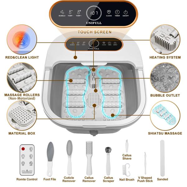 Imagem de Banheira de hidromassagem para pés UNIFULL dobrável com aquecimento, massagem e cronômetro