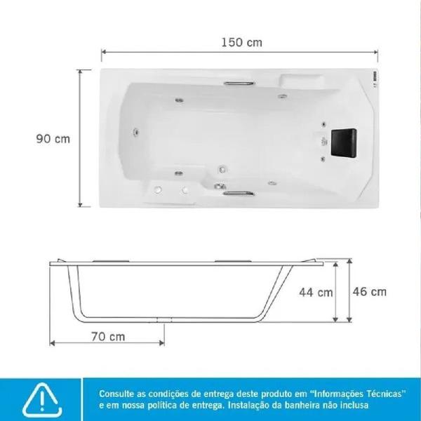 Imagem de Banheira de Hidromassagem Prima Gran Luxo 150x90x46cm - P2 - 110v - com Aquecedor Branco