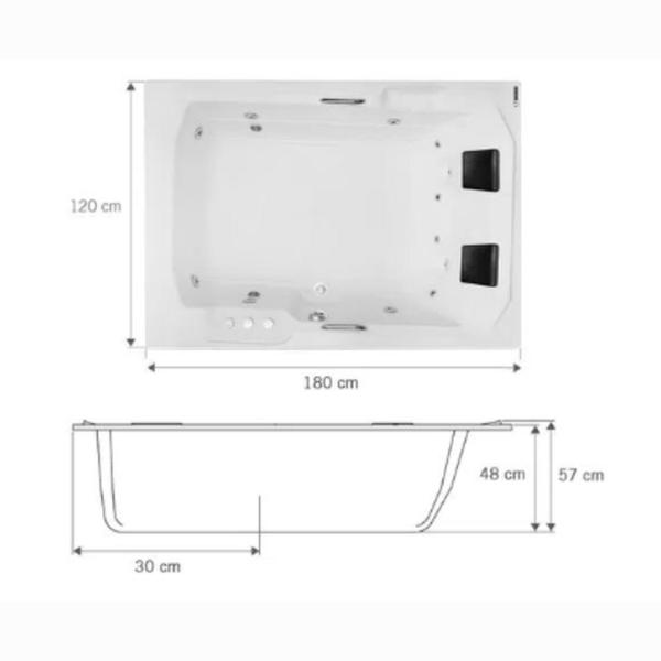 Imagem de Banheira de Hidromassagem Prima Maggiore em Gel Coat Gran Luxo 180cm - Sem aquecedor - Volume Ideal - 110V