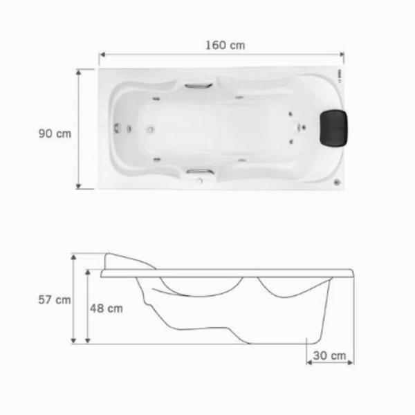 Imagem de Banheira de Hidromassagem Serenade em Gel Coat Gran Luxo 160cm - sem Aquecedor - Volume Ideal 180 Li - 110V