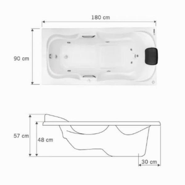 Banheira de Hidromassagem Serenade em Gel Coat Gran Luxo 180cm - sem Aquecedor - Volume Ideal 210 Li - 220V - Astra Imagem de Banheira de Hidromassagem Serenade em Gel Coat Gran Luxo 180cm - sem Aquecedor - Volume Ideal 210 Li - 220V