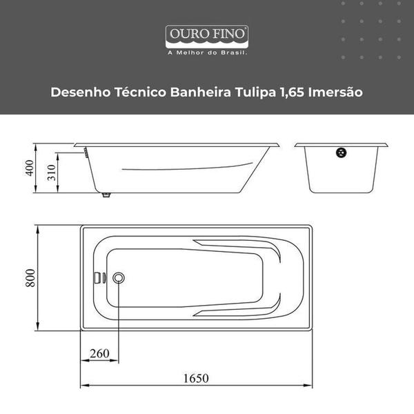 Banheira Design Moderno Tulipa 150cm Imersão com 2 Alças Inox Branco - Ouro Fino Imagem de Banheira Design Moderno Tulipa 150cm Imersão com 2 Alças Inox Branco