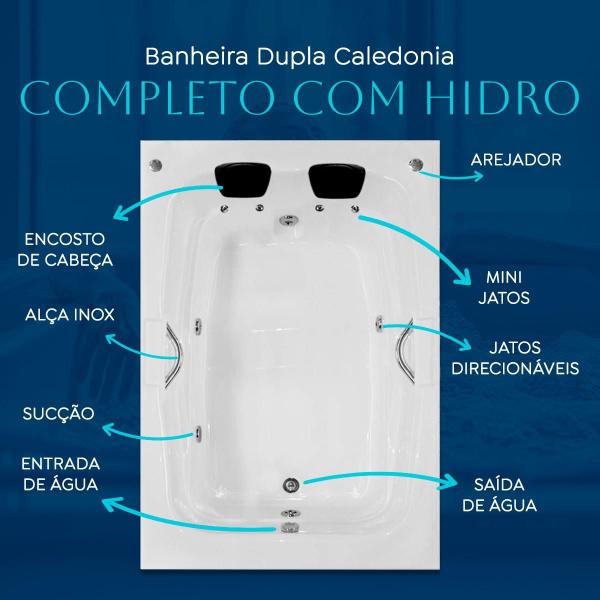 Banheira Dupla Caledonia Completa Com Hidro - Só Banheiras Imagem de Banheira Dupla Caledonia Completa Com Hidro