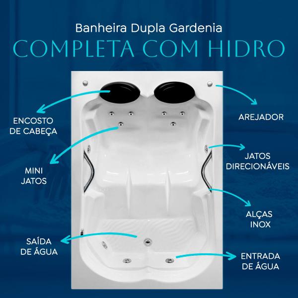 Imagem de Banheira Dupla Gardenia COMPLETA com hidro