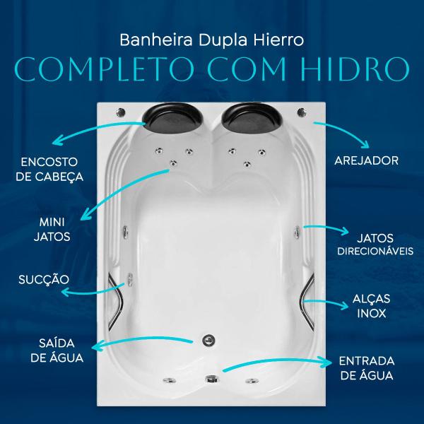 Imagem de Banheira Dupla Hierro COMPLETA com hidro em acrílico