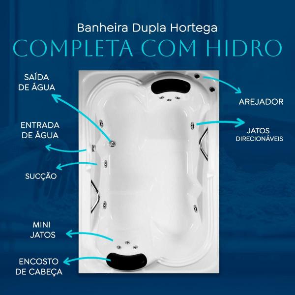 Imagem de Banheira Dupla Hortega COMPLETA com hidro