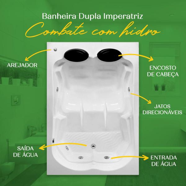 Imagem de Banheira Dupla Imperatriz COMBATE com hidro em acrílico