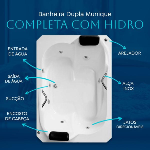 Imagem de Banheira Dupla Munique Completa Com Hidro Em Acrílico