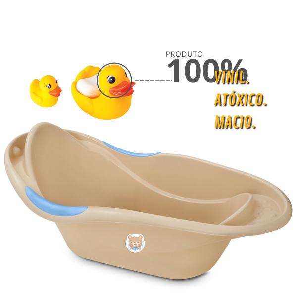 Imagem de Banheira Ergonômica Banho Infantil c/20L Saboneteira Patinho