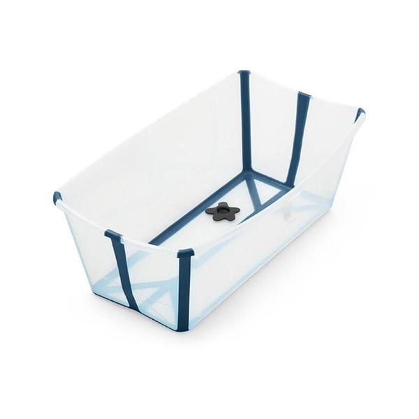 Imagem de Banheira Flexível Com Plug Térmico Transparente/Azul Stokke