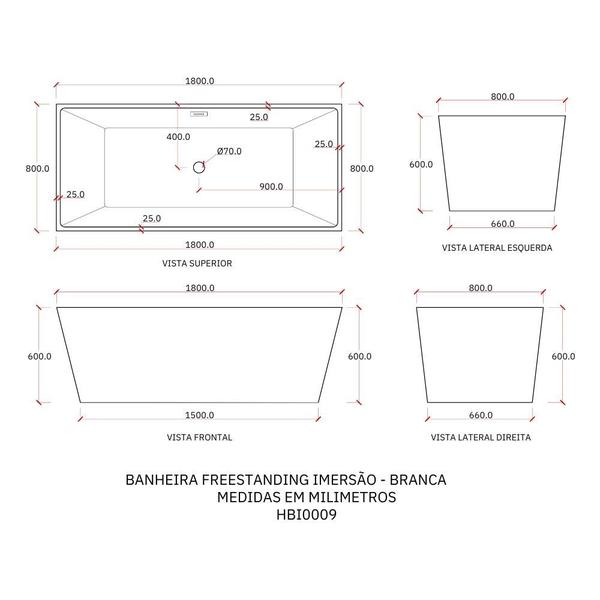 Imagem de Banheira Freestanding Imersao Safira Pingoo.casa - Branca