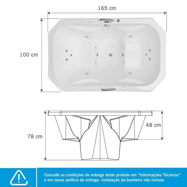 Imagem de Banheira Ofurô Zen Maggiore Gran Luxo 165 Cm - 300 Litros Astra - P4 - 220v Branco