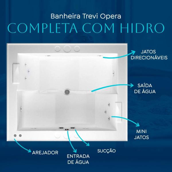 Imagem de Banheira Quadrada Trevi Opera Completa Com Hidro