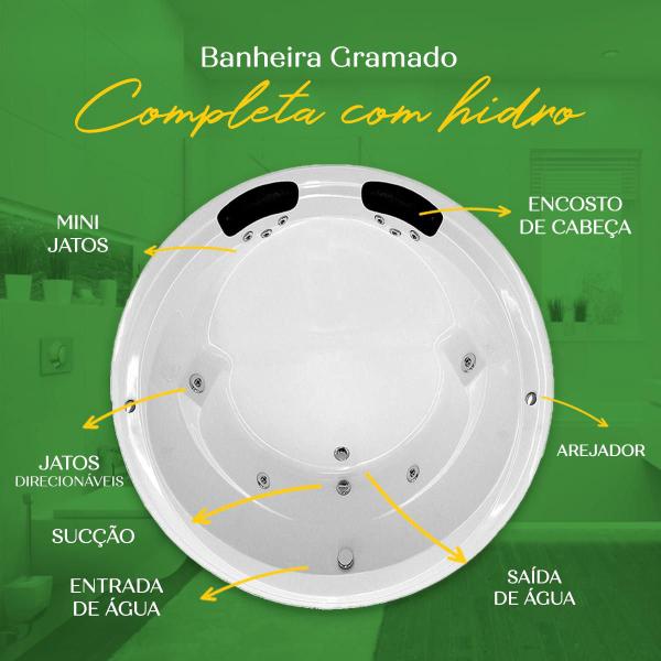 Banheira Redonda Gramado COMPLETA com hidro - Brasil Banheiras Imagem de Banheira Redonda Gramado COMPLETA com hidro