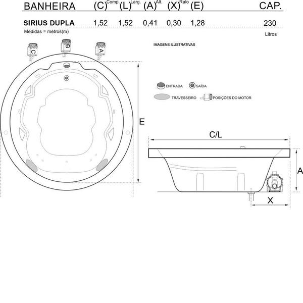 Imagem de Banheira Redonda Sirius COMPLETA com hidro