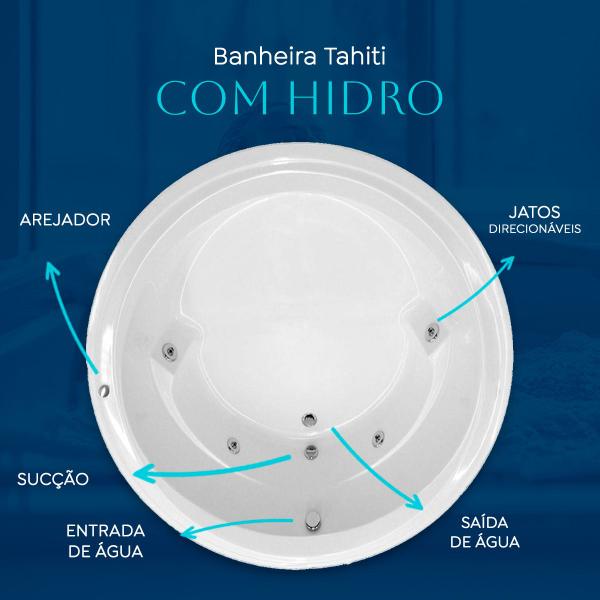 Imagem de Banheira Redonda Tahiti com hidro em acrílico