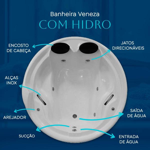 Imagem de Banheira Redonda Veneza COMPLETA com hidro