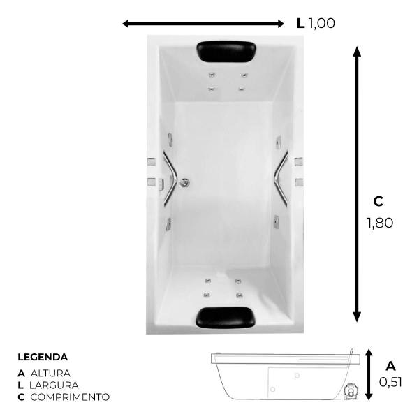 Imagem de Banheira Retangular Havanna Completa Com Hidro