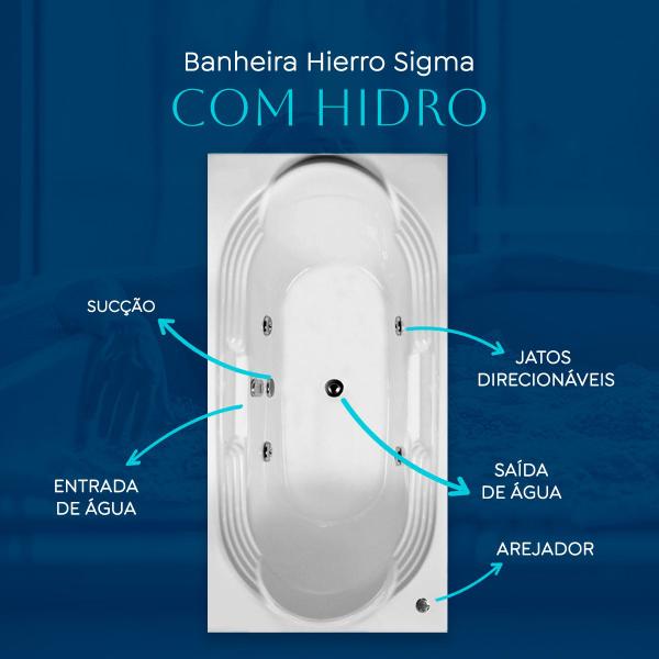 Imagem de Banheira Retangular Hierro Sigma com hidro em acrílico